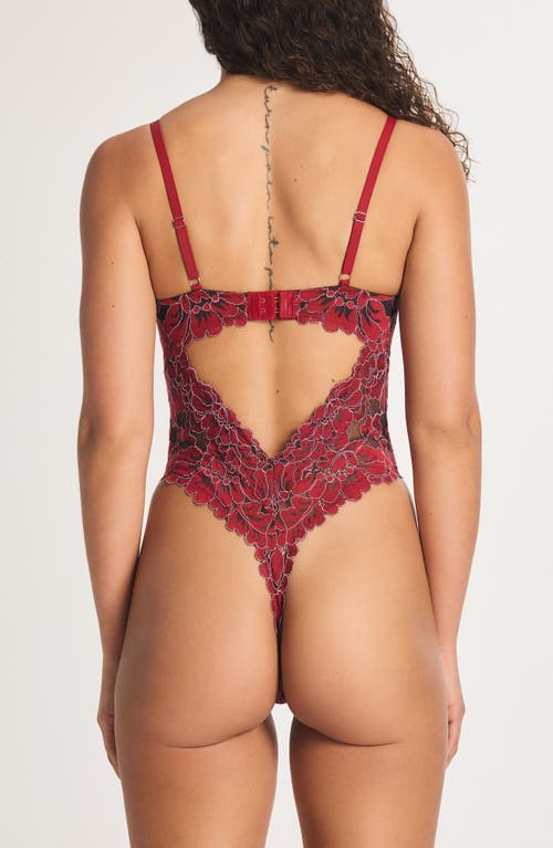 Savage X Fenty Floral Corded Lace Underwire Teddy In Red