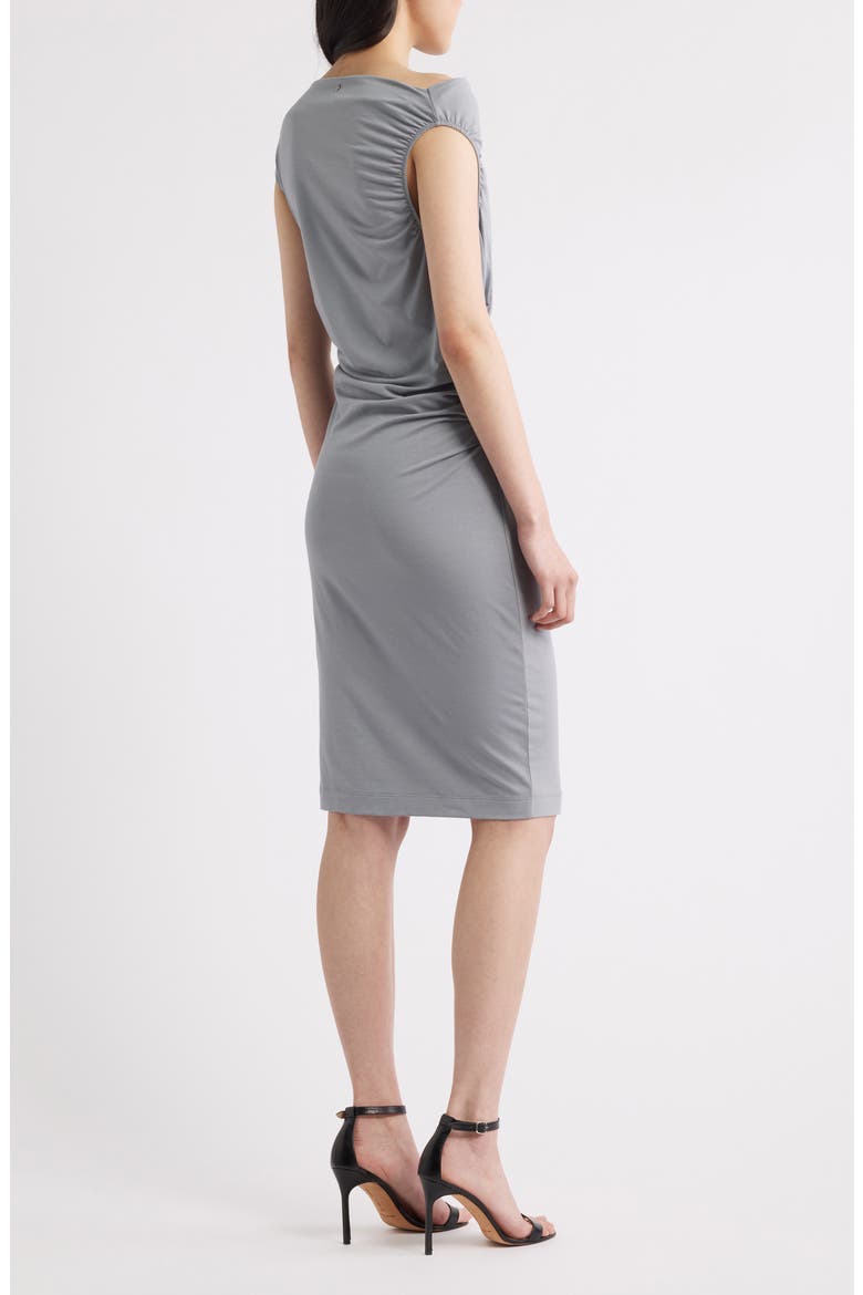 Enila Pleated Stretch Recycled Cotton Blend Dress, Alternate, color, TURQ/AQUA