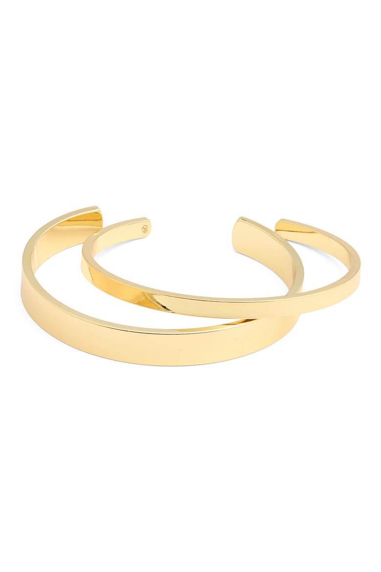 Set of 2 Polished Cuff Bracelets, Main, color, GOLD