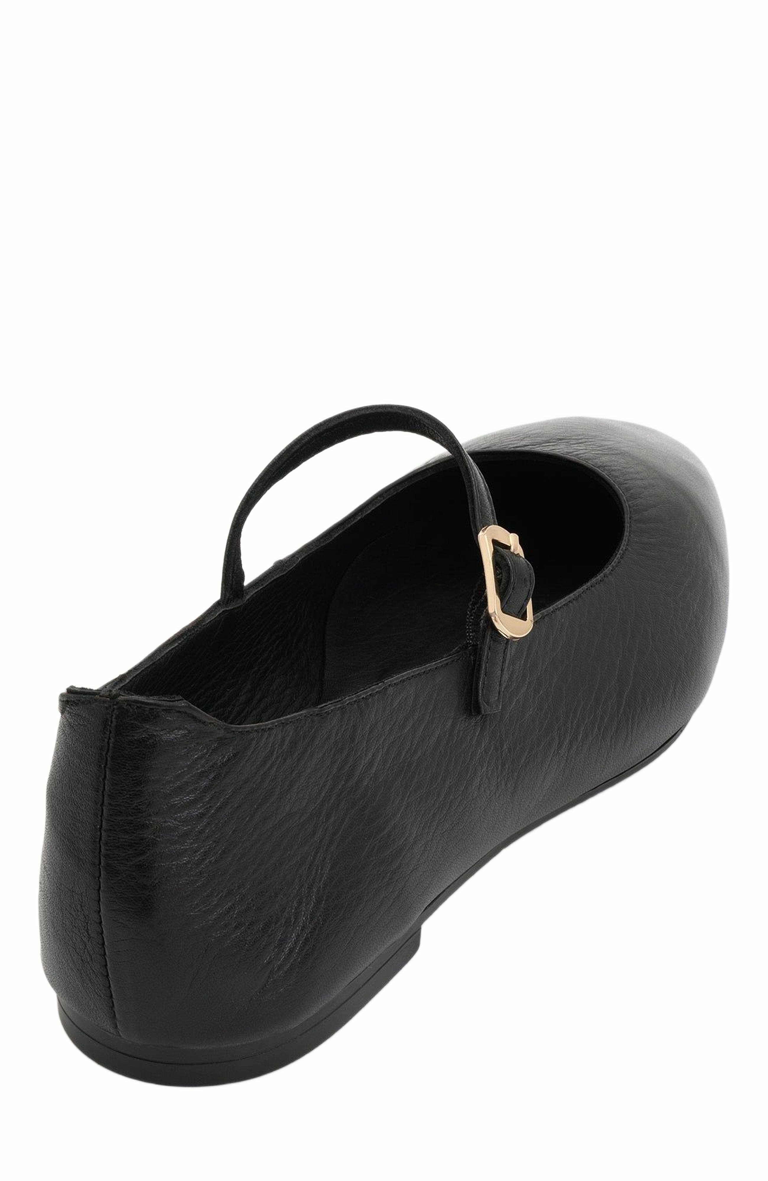 Forever & Always Shoes Lara Leather Mary Jane Flats, Alternate, color, Black Leather