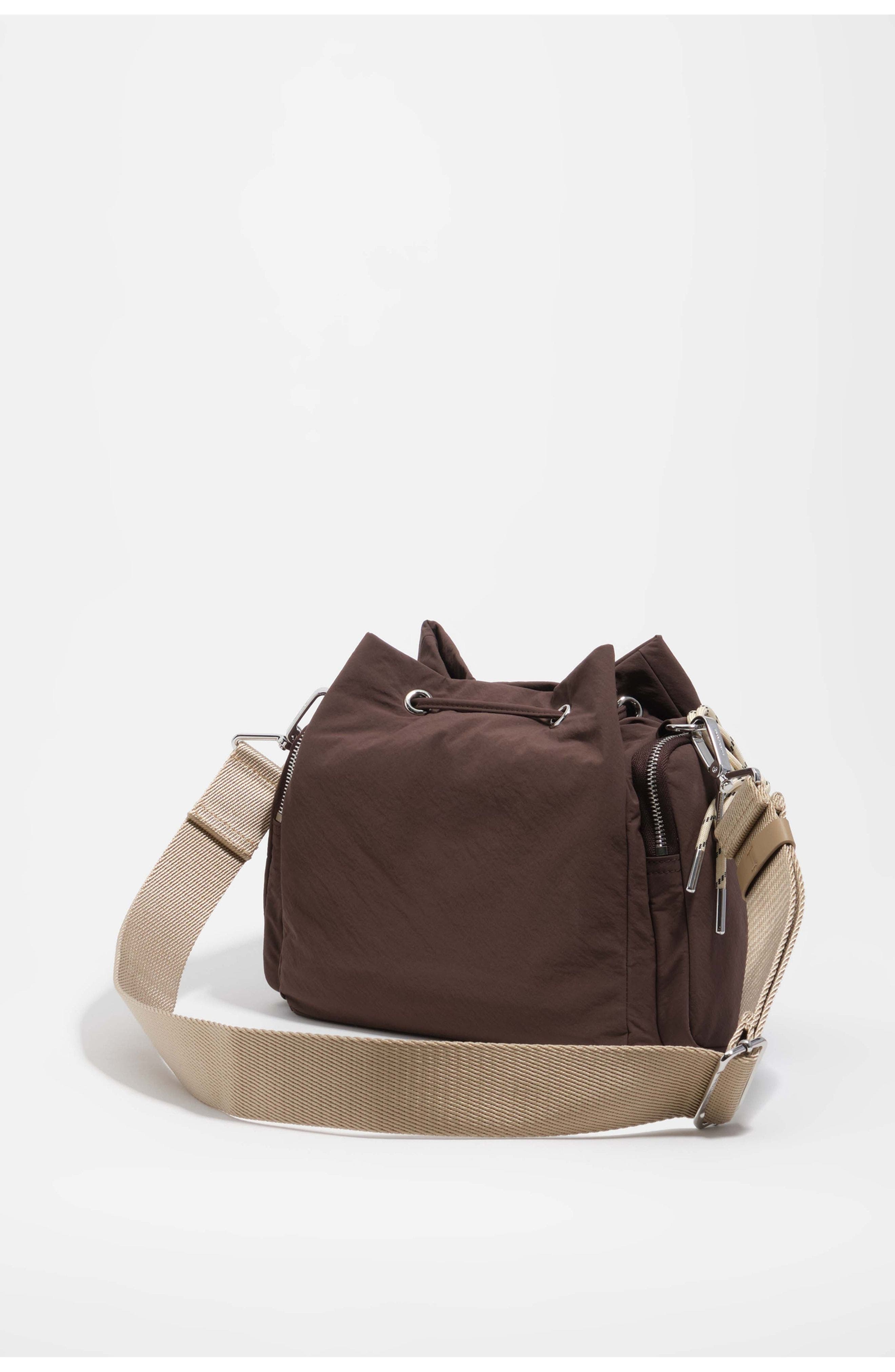 Bimba y Lola Nylon Structured Crossbody Bag, Alternate, color, Dark Brown