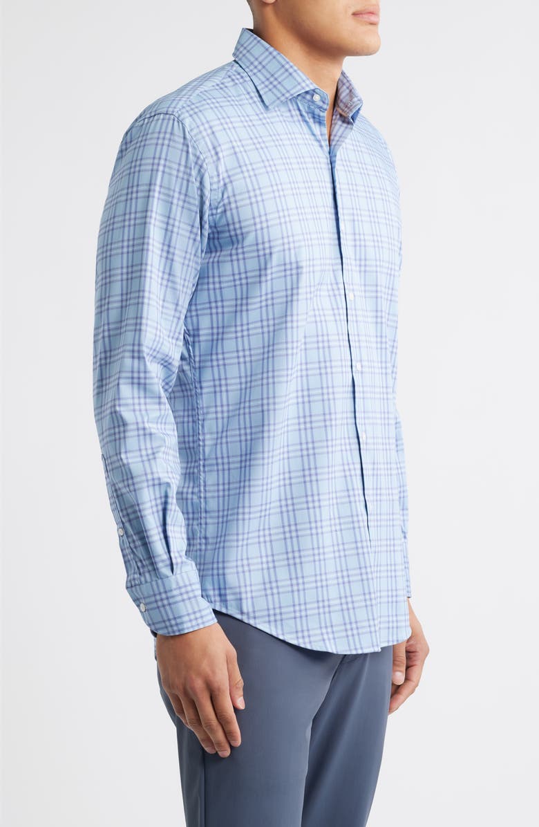Peter Millar Brevard Crown Lite Plaid Performance Button-Up Shirt, Alternate, color, Ruddy Blue