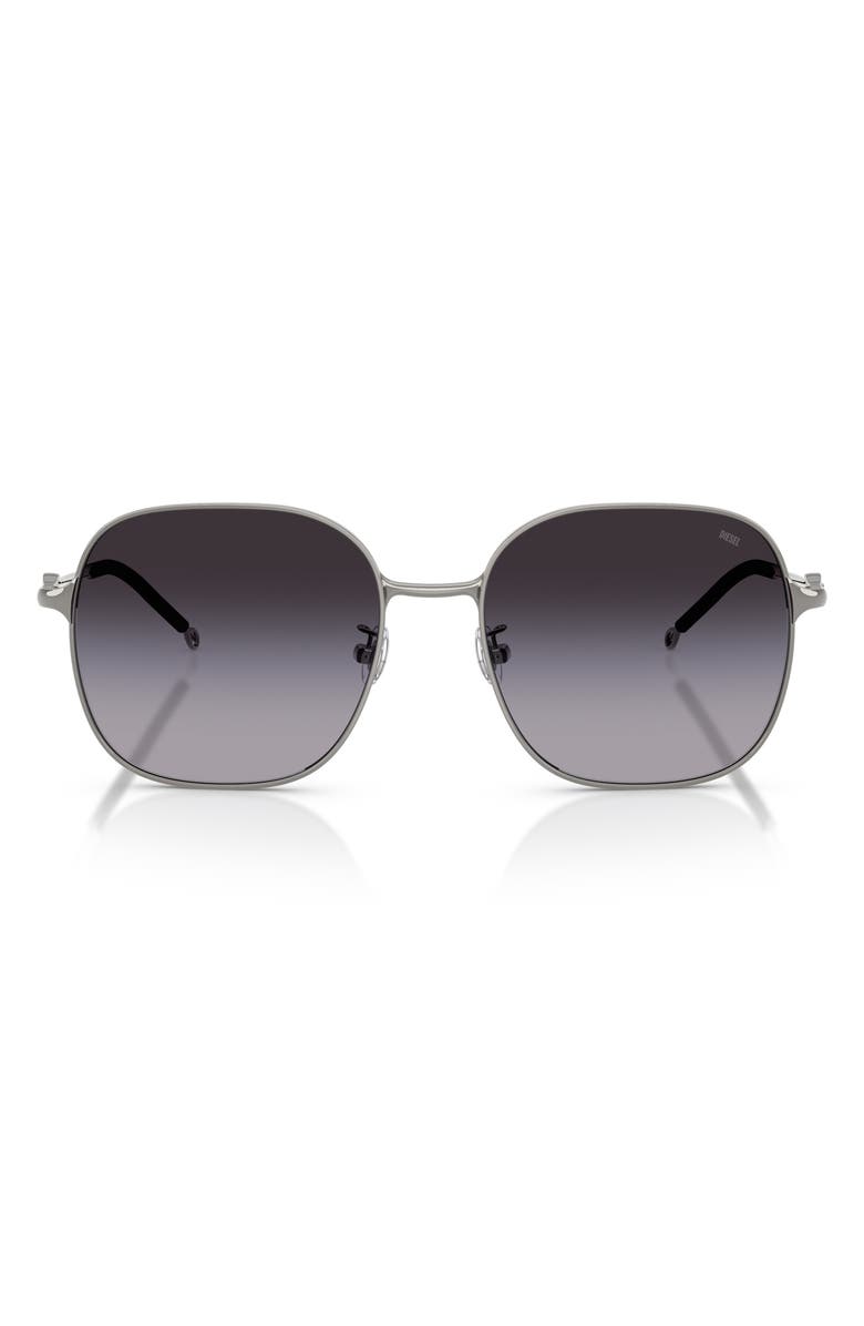 DIESEL<sup>®</sup> 55mm Square Sunglasses, Main, color, Gun Metal / Grey Gradient
