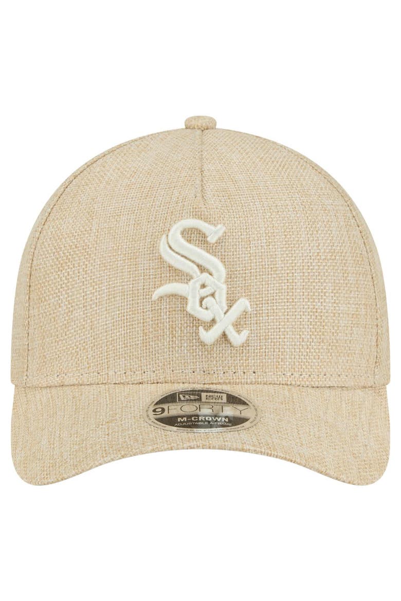 Men's New Era Beige Chicago White Sox Cotton Weave M-Crown A-Frame 9FORTY Adjustable Hat, Alternate, color, Beige