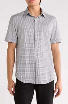 Bugatchi Plaid Stretch Cotton Short Sleeve Button-Up Shirt