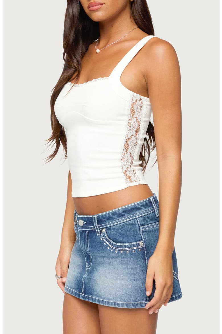 Zeana Lace Trim Tank Top, Alternate, color, WHITE