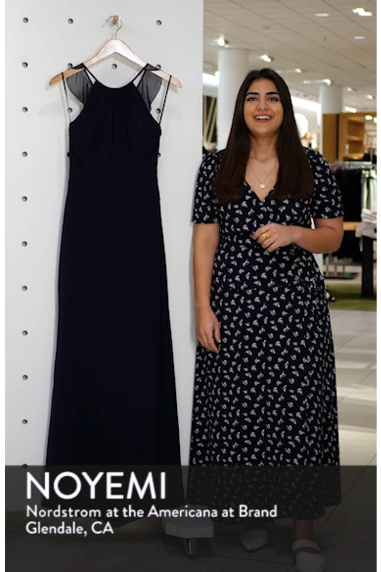 Ruffle Back Chiffon Halter Gown video