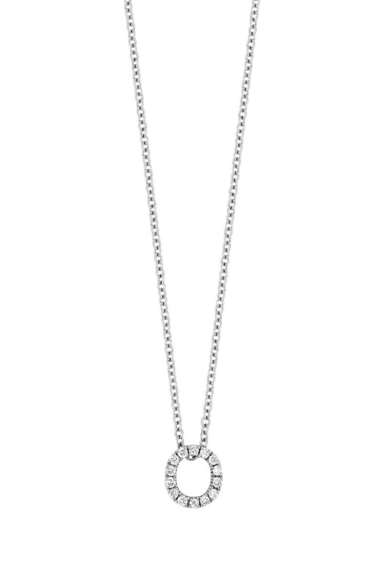 Diamond Pavé Initial Pendant Necklace, Main, color, 18K WHITE GOLD - O