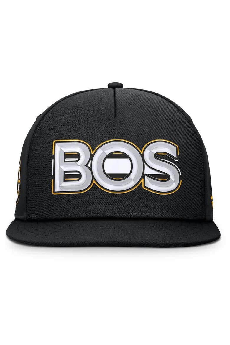 Men's Fanatics Black Boston Bruins Authentic Pro Rink Team Code Snapback Hat, Alternate, color, Black