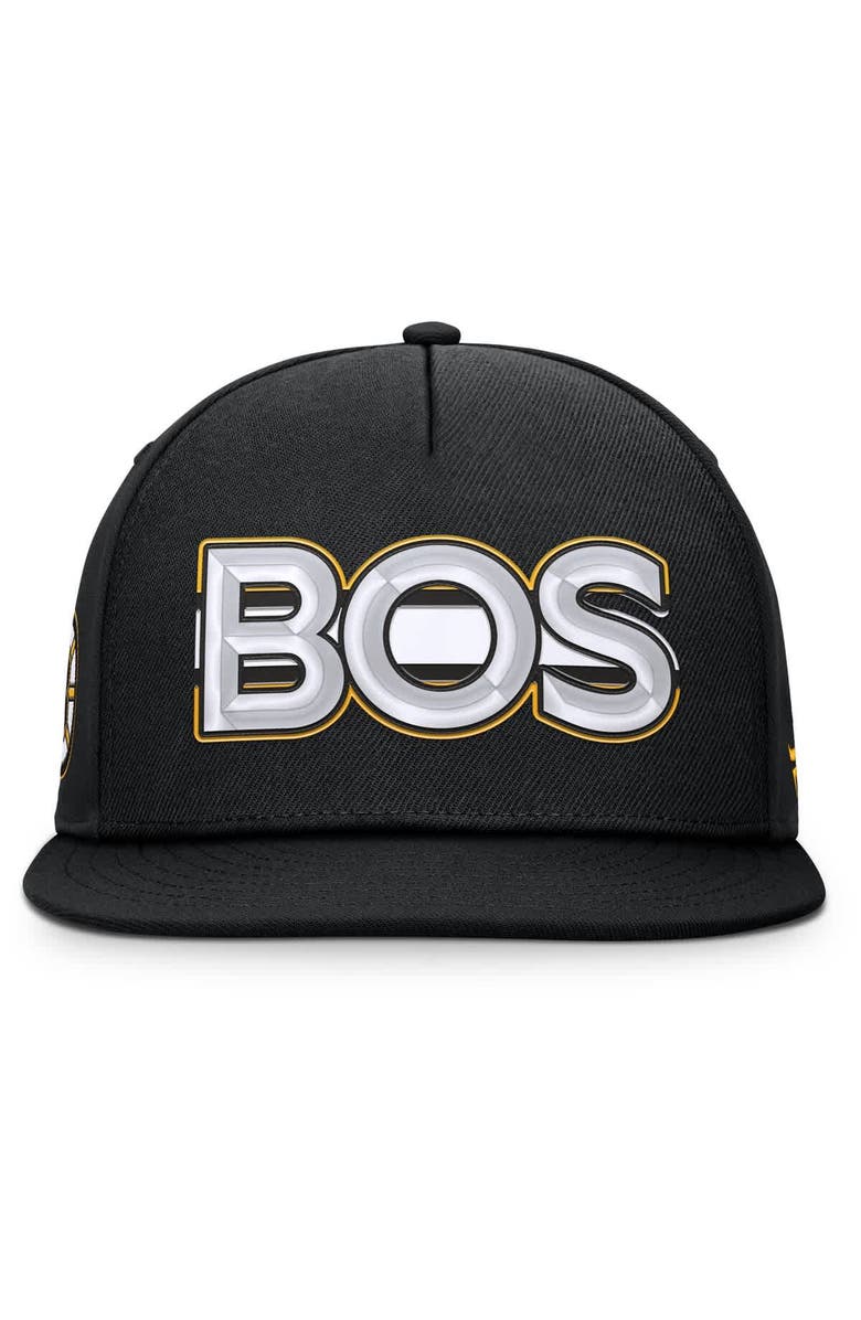 FANATICS Men's Fanatics Black Boston Bruins Authentic Pro Rink Team Code Snapback Hat, Alternate, color, Black