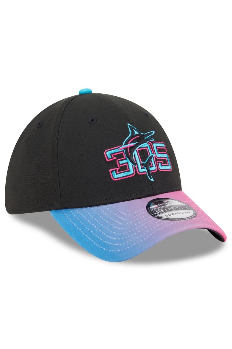 Men's New Era Black/Pink Miami Marlins 2025 City Connect 39THIRTY Flex Hat, Alternate, color, Black