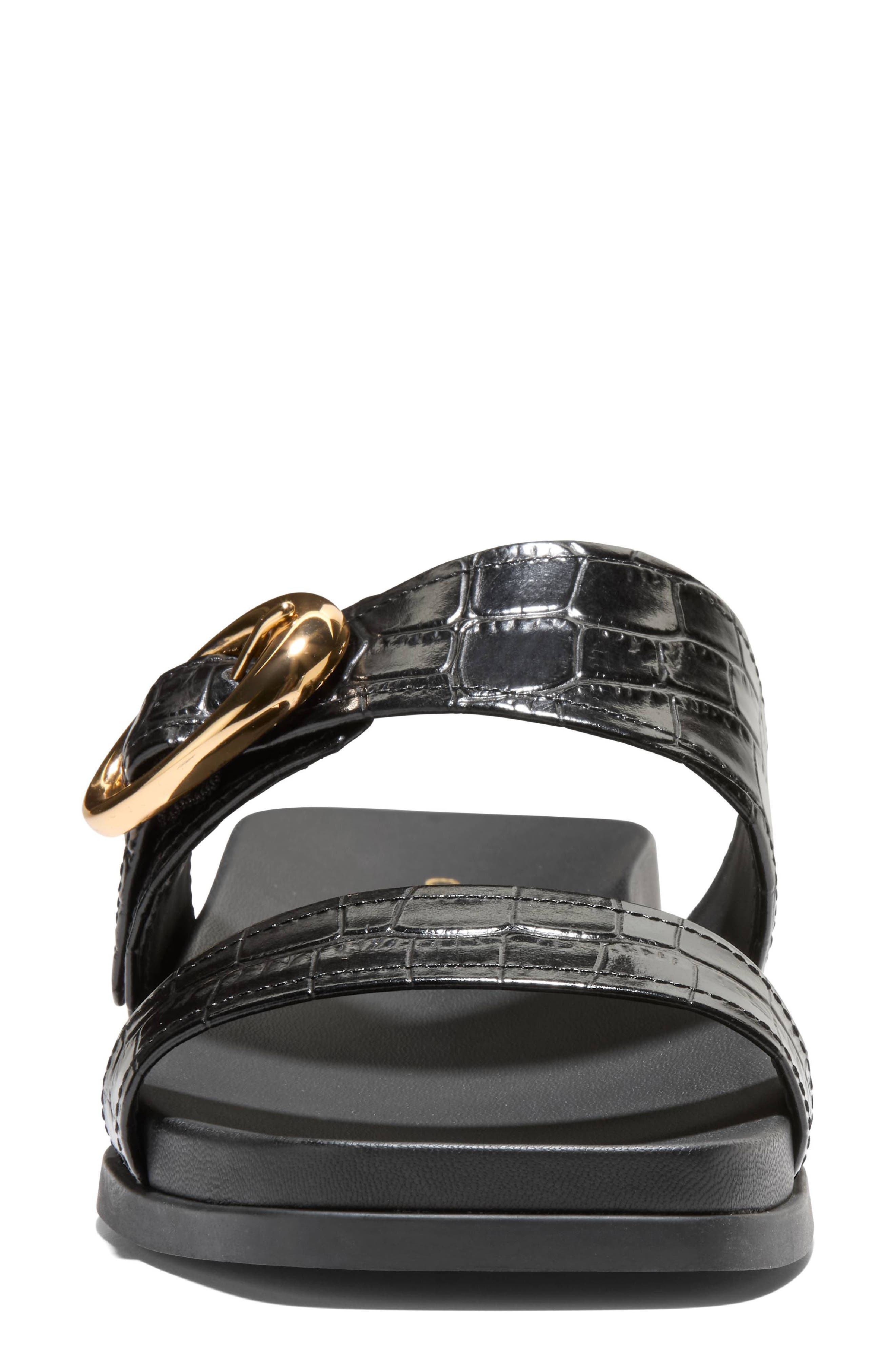 Cole Haan Oaklynn Wedge Sandal, Alternate, color, Black Croc Print Leather