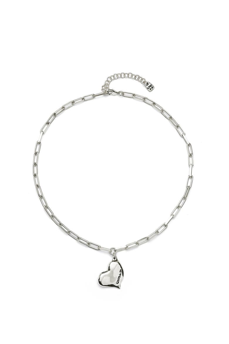 Medium Heart Link Necklace, Main, color, Silver