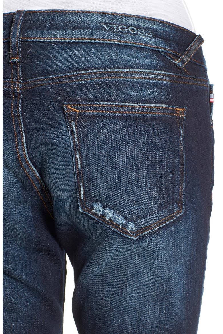 Distressed Skinny Jeans, Alternate, color, DARK WASH