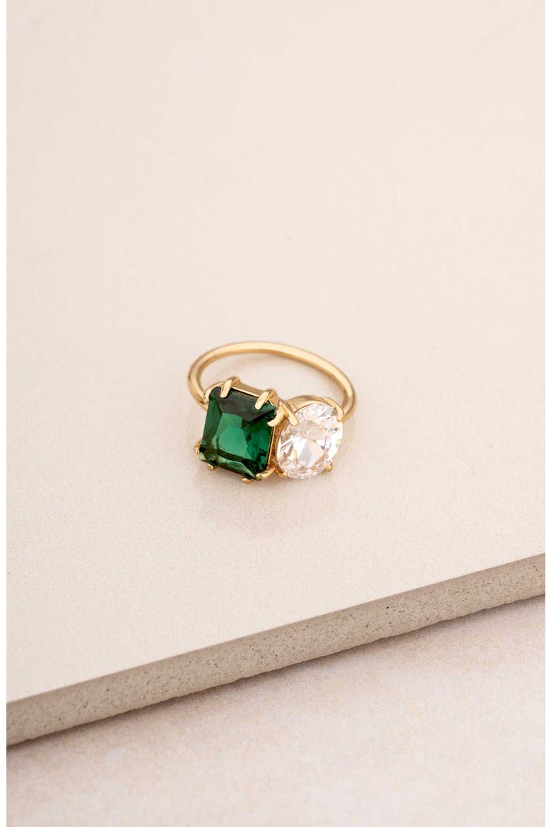 Cubic Zirconia Statement Ring, Alternate, color, GREEN