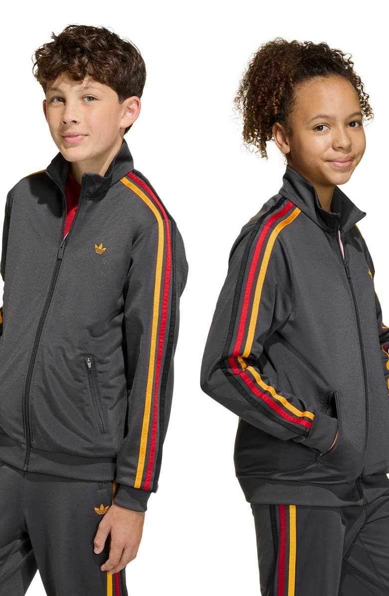 adidas Originals Kids' Firebird Recycled Polyester Track Jacket, Alternate, color, Utility Black/ Collegiate Gold