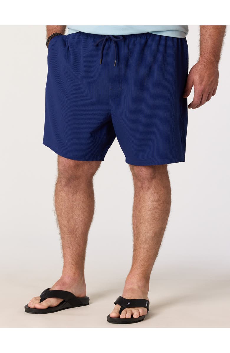 Harbor Bay by DXL Big & Tall Seersucker Swim Trunks, Main, color, Blue Depths