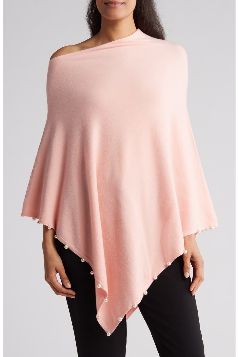 Bead Trim Knit Wrap, Main, color, PINK