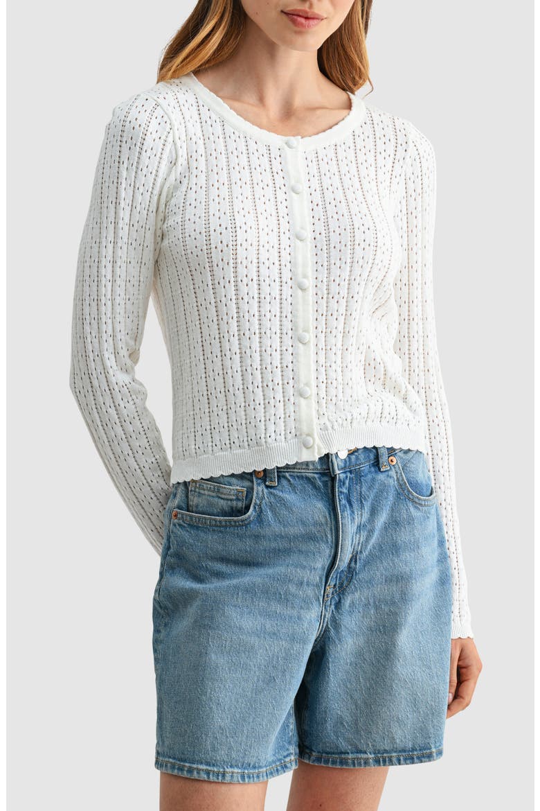 Pointelle Button Down Cardigan, Main, color, IVORY