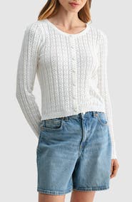 All in Favor Pointelle Button Down Cardigan