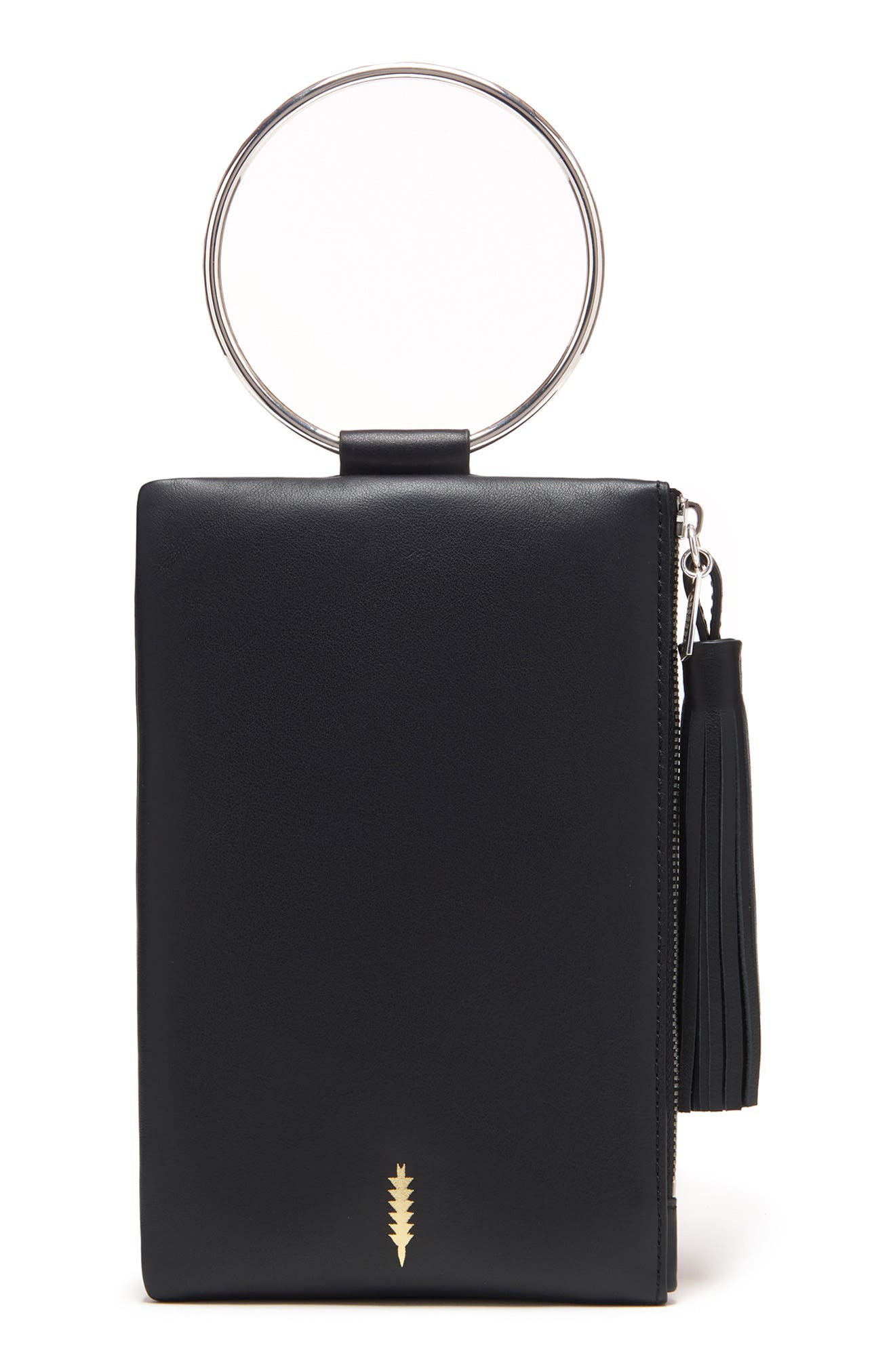 Thacker Nolita Ring Handle Leather Clutch, Main, color, 