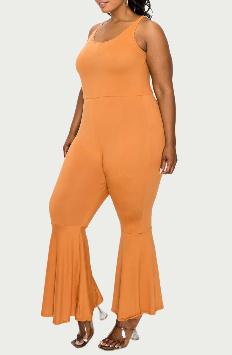 L I V D Jalda Stretch Flare Tank Jumpsuit, Alternate, color, Clay