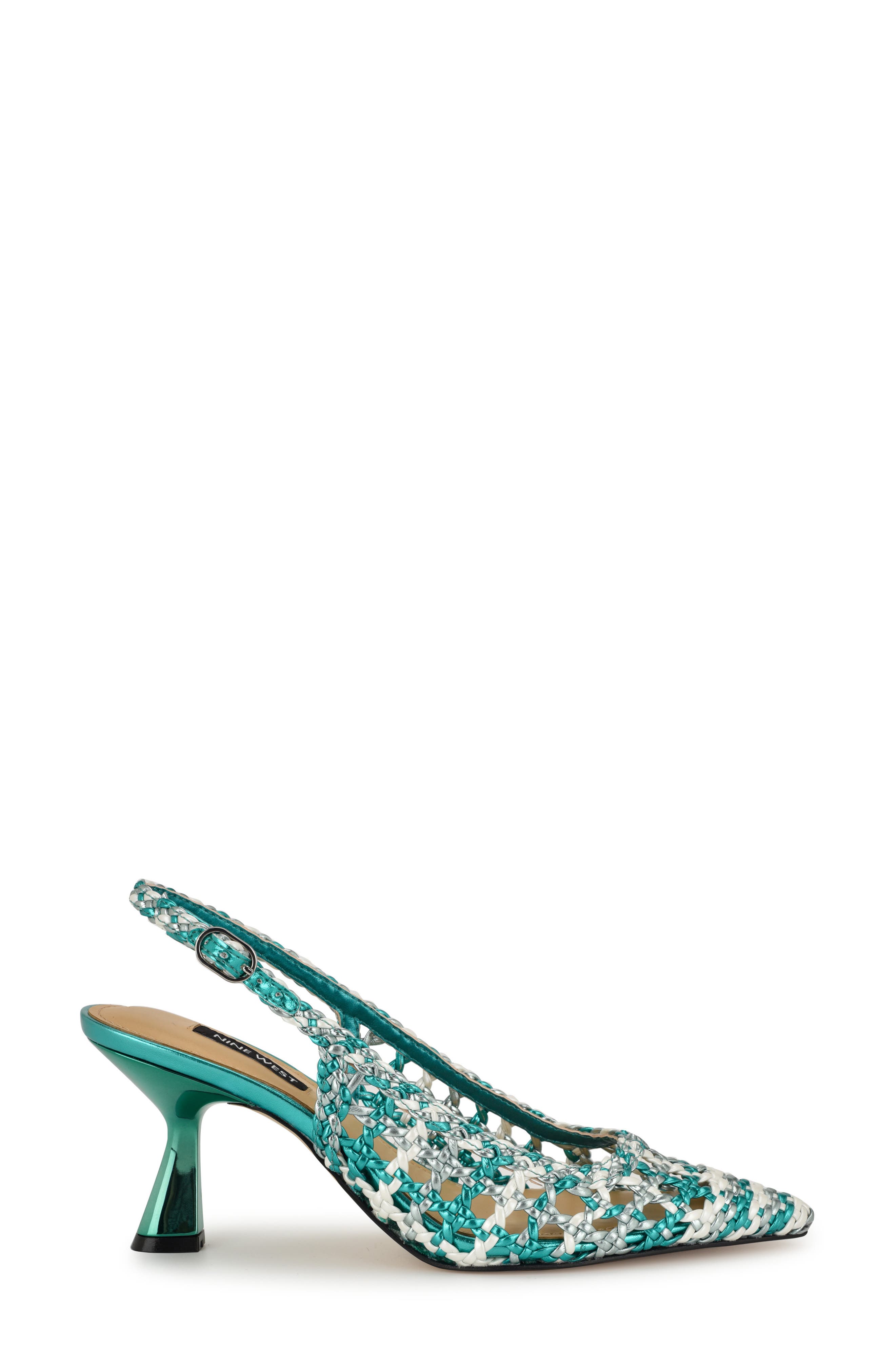 Nine West Madalene Pointed Toe Slingback Pump, Alternate, color, Medium Green