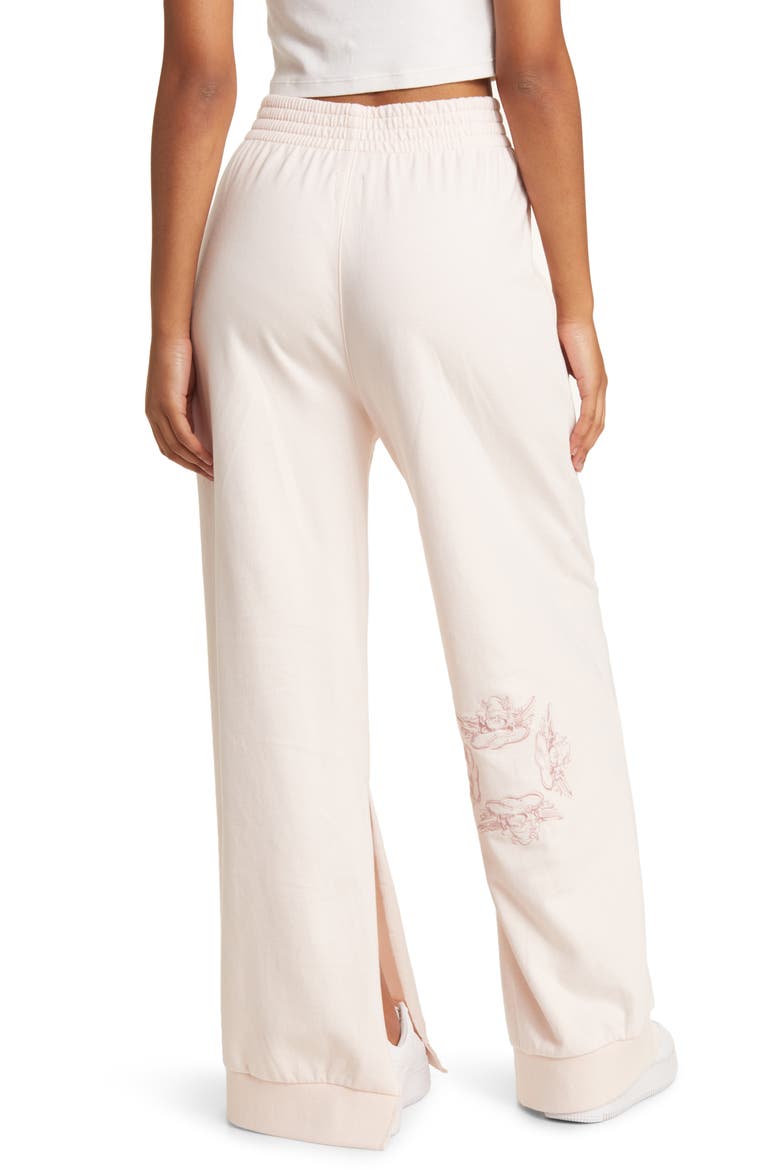 What Are You Going to Do Cotton Wide Leg Sweatpants, Alternate, color, PINK