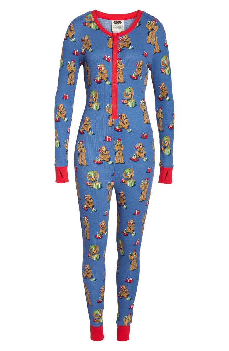 Munki Munki x Star Wars<sup>™</sup> Christmas Chewbacca One-Piece Pajamas, Alternate, color, 