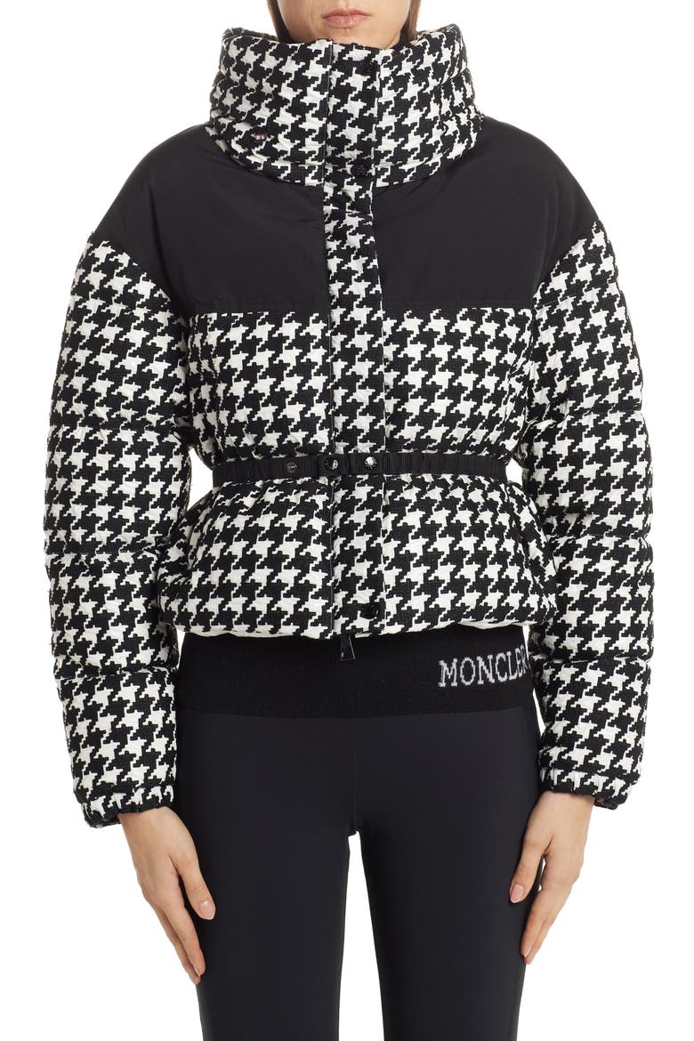 Nil Houndstooth Quilted Down Jacket, Alternate, color, WHITE