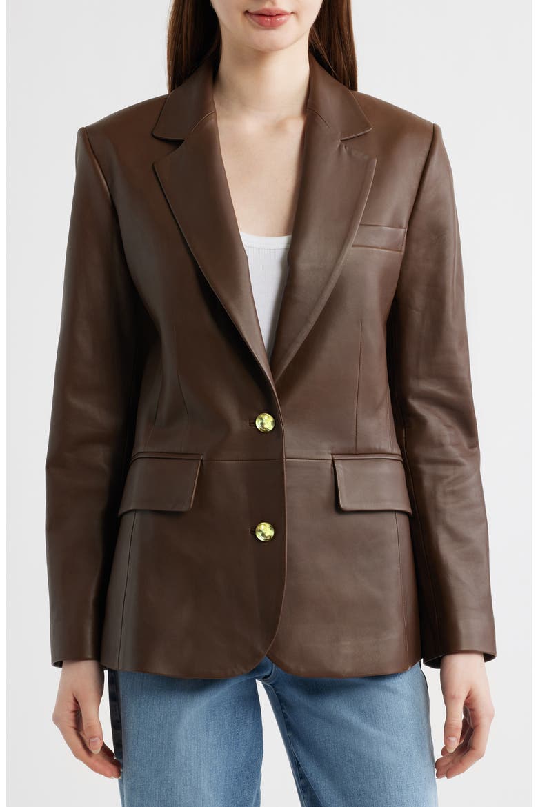 Archer Leather Jacket, Alternate, color, BROWN