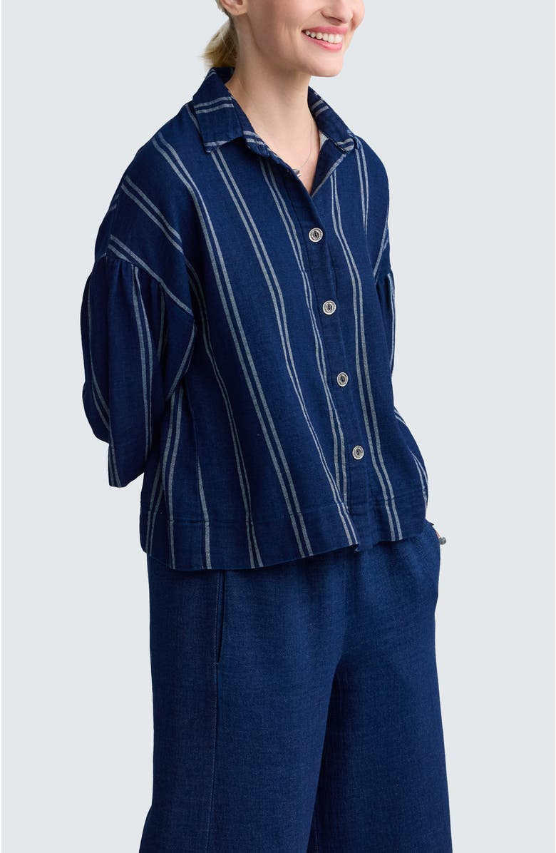 LUUKAA Jasmina Boxy Denim Muslin Jacket, Alternate, color, Stripe Denim