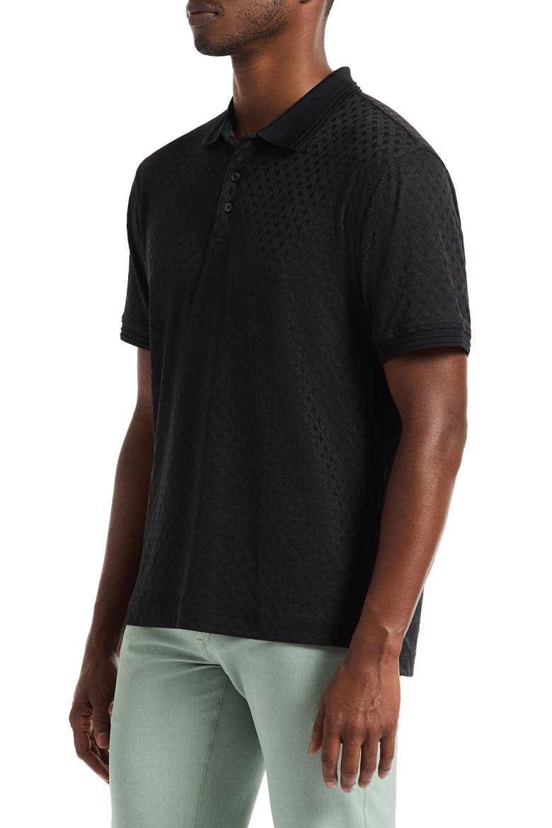 Elias Basket Weave Polo, Alternate, color, BLACK