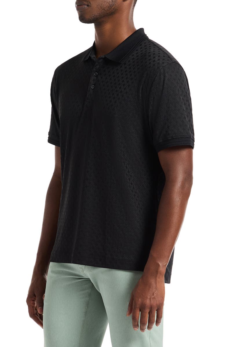 Robert Graham Elias Basket Weave Polo, Alternate, color, Black