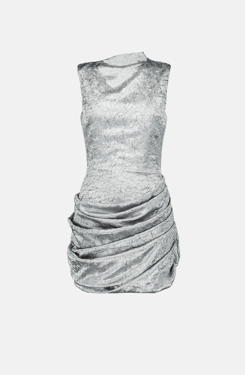 SAEMDI Crinkled Tulip Dress, Main, color, Silver