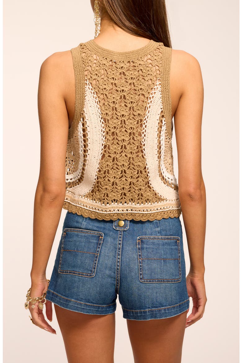 Adriana Crop Cotton Crochet Vest, Alternate, color, SANDSTONE MULTI COLORBLOCK