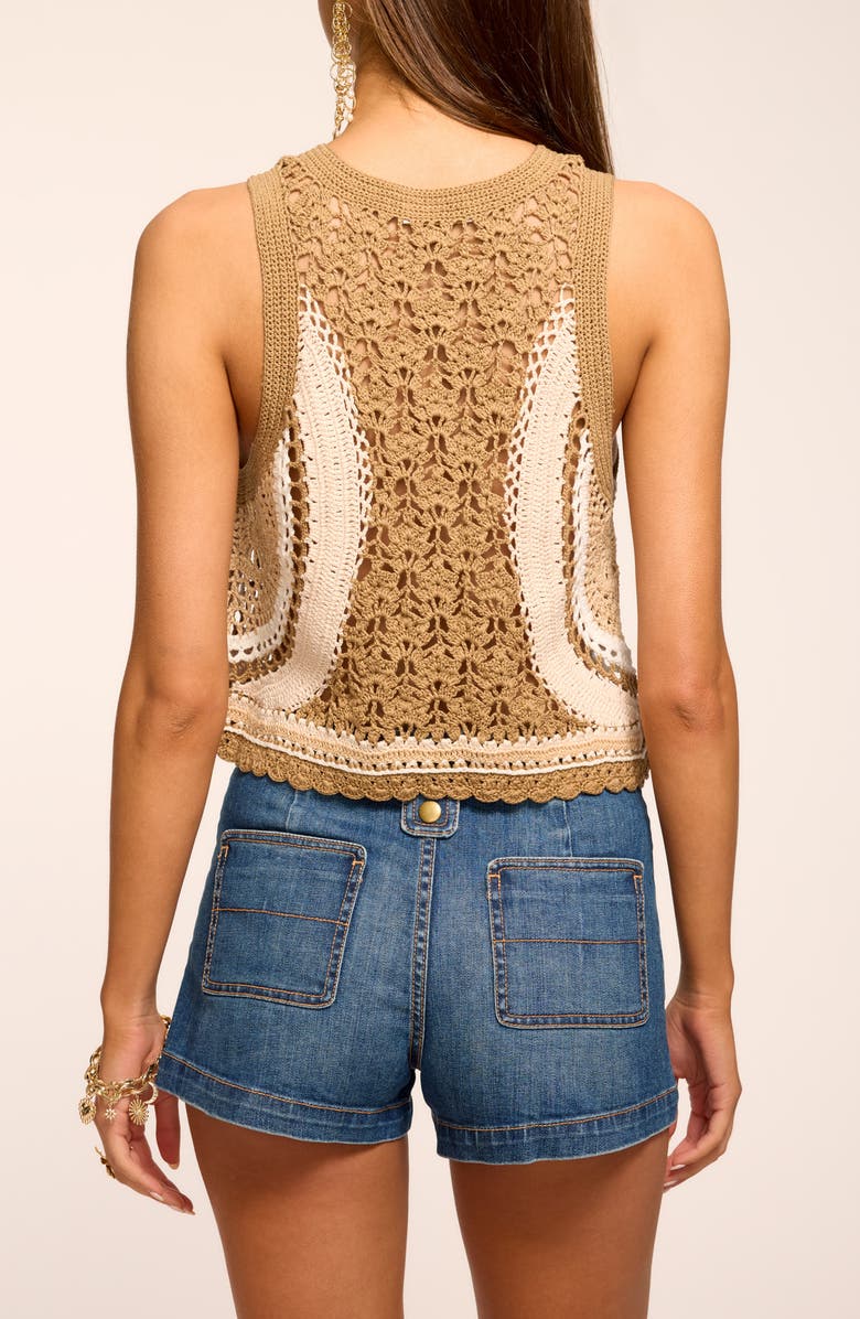 Ramy Brook Adriana Crop Cotton Crochet Vest, Alternate, color, Sandstone Multi Colorblock