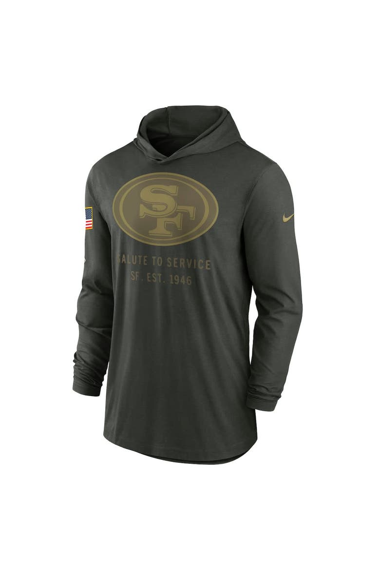 Men's Nike Forest Green San Francisco 49ers 2025 Salute to Service Sideline Dri-FIT Lightweight Hooded Pullover, Alternate, color, Forest Green