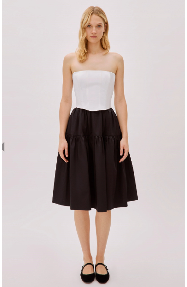 Labeca London Daria Cotton Strapless Dress, Main, color, Black