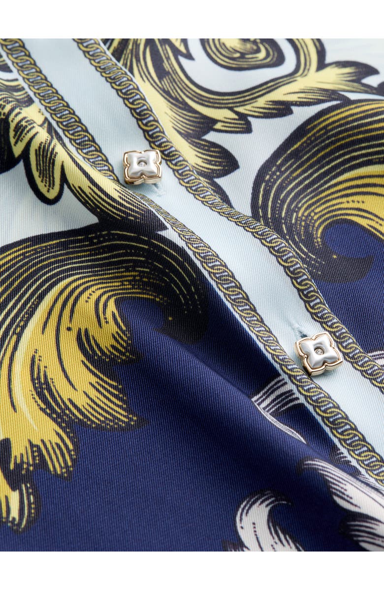 Alice + Olivia Lane Long Sleeve Woven Shirt, Alternate, color, Antique Scroll