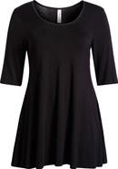 24seven Comfort Apparel Swing Asymmetric Hem Tunic Top