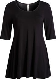 24seven Comfort Apparel Swing Asymmetric Hem Tunic Top