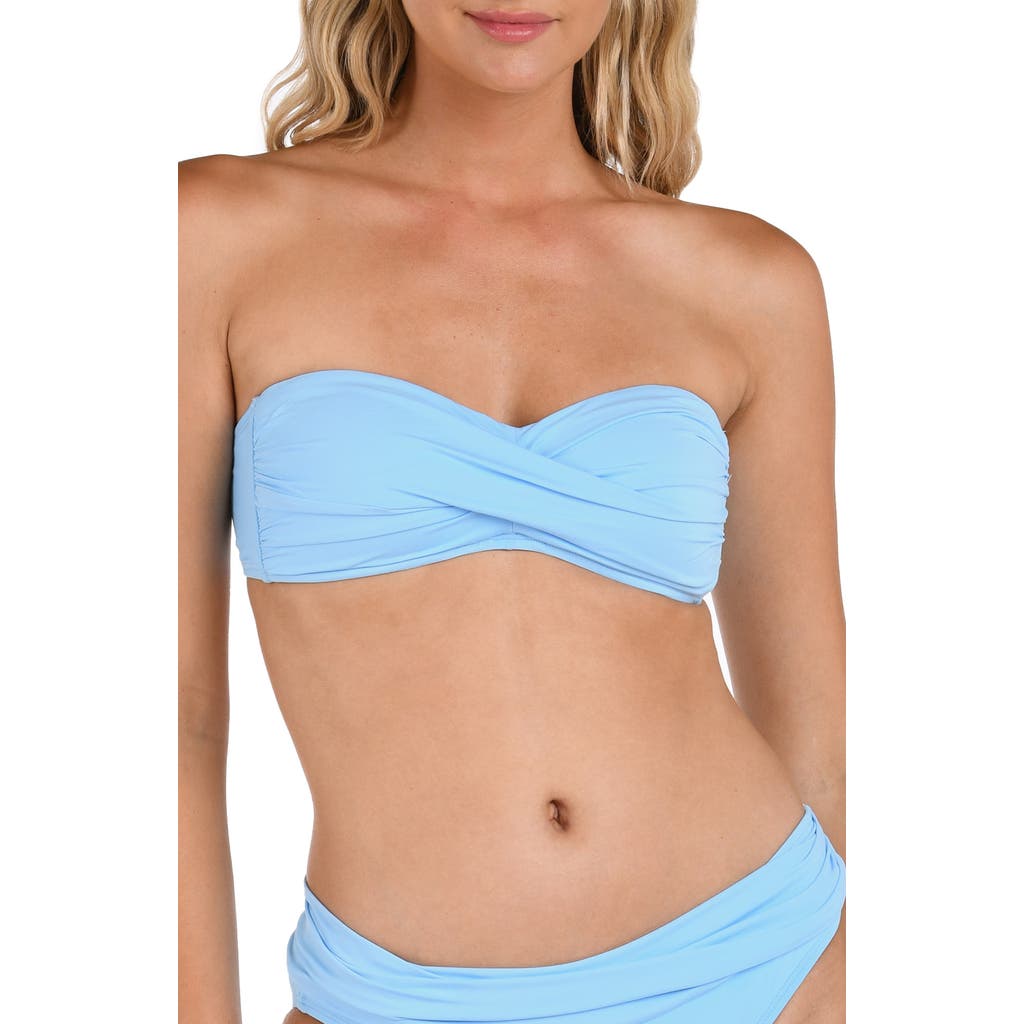 Shop La Blanca Island Goddess Twist Bandeau Bikini Top In Crystal Blue