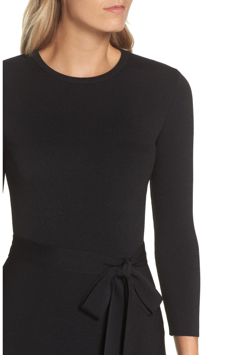 Fit & Flare Sweater Dress, Alternate, color, BLACK