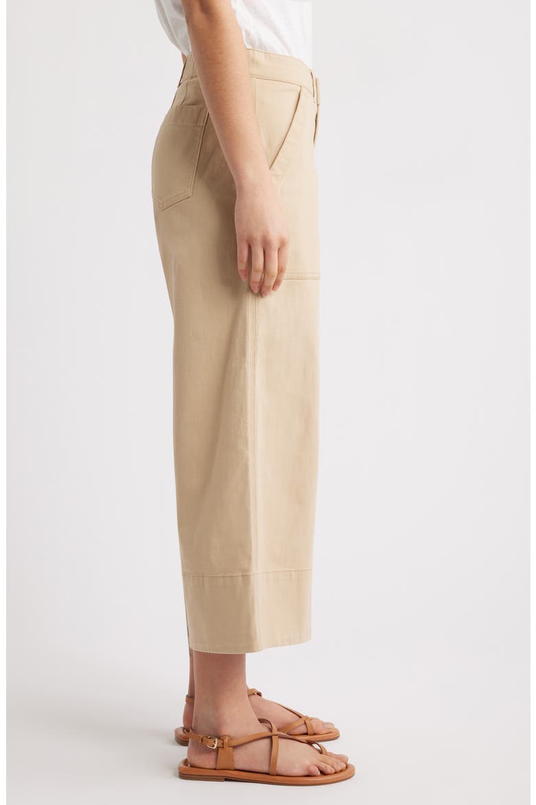 Wide Leg Crop Twill Pants, Alternate, color, TAN SHORE