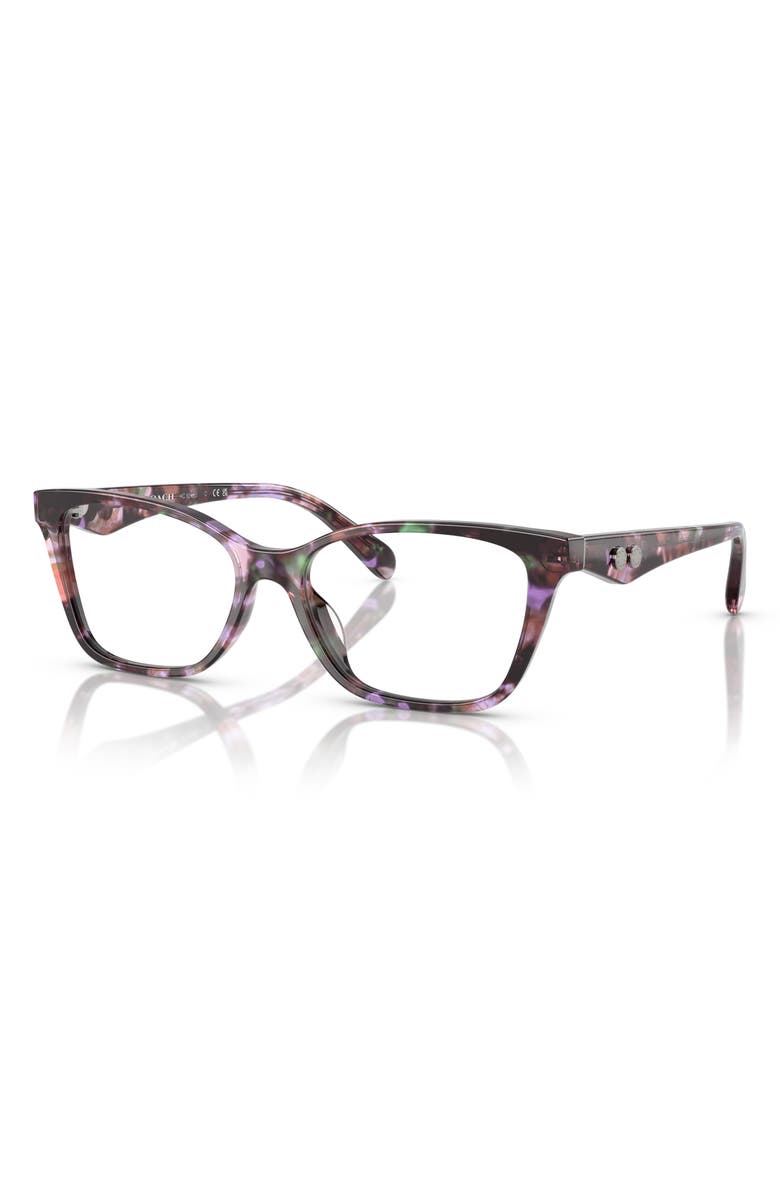 COACH 52mm Cateye Optical Glasses, Alternate, color, Amethyst Tortoise / Demo Lens