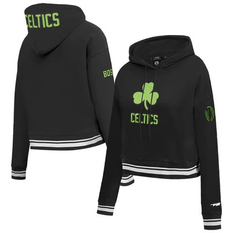 Women's Pro Standard Black Boston Celtics 2024/25 City Edition Chenille Applique Cropped Pullover Hoodie
