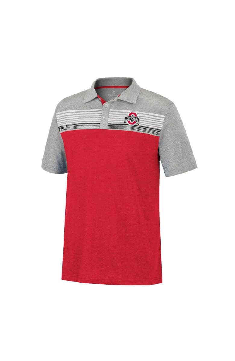 COLOSSEUM Men's Colosseum Scarlet/Heathered Gray Ohio State Buckeyes Caddie Polo, Alternate, color, 