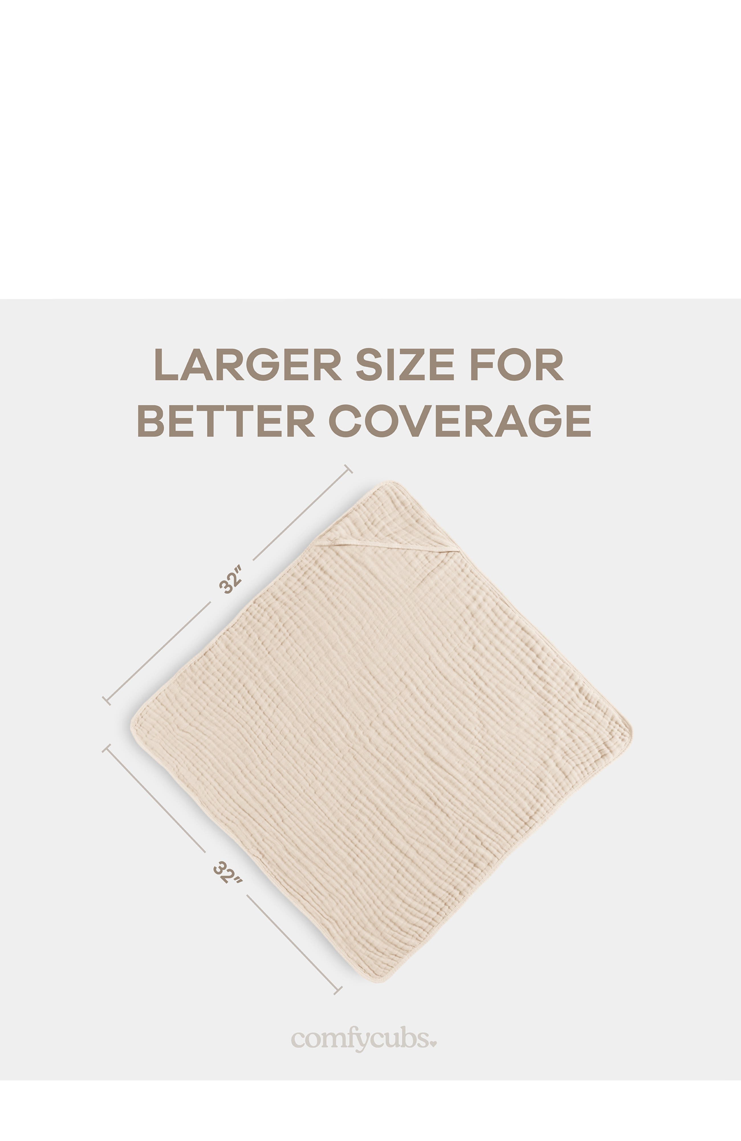 Comfy Cubs Hooded Baby Towels - 6 Layers, Pack of 2 in Sand 