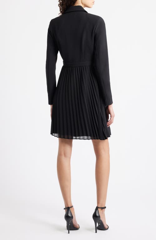 Vince Camuto Rhinestone Detail Long Sleeve Stretch Crepe Dress In Black